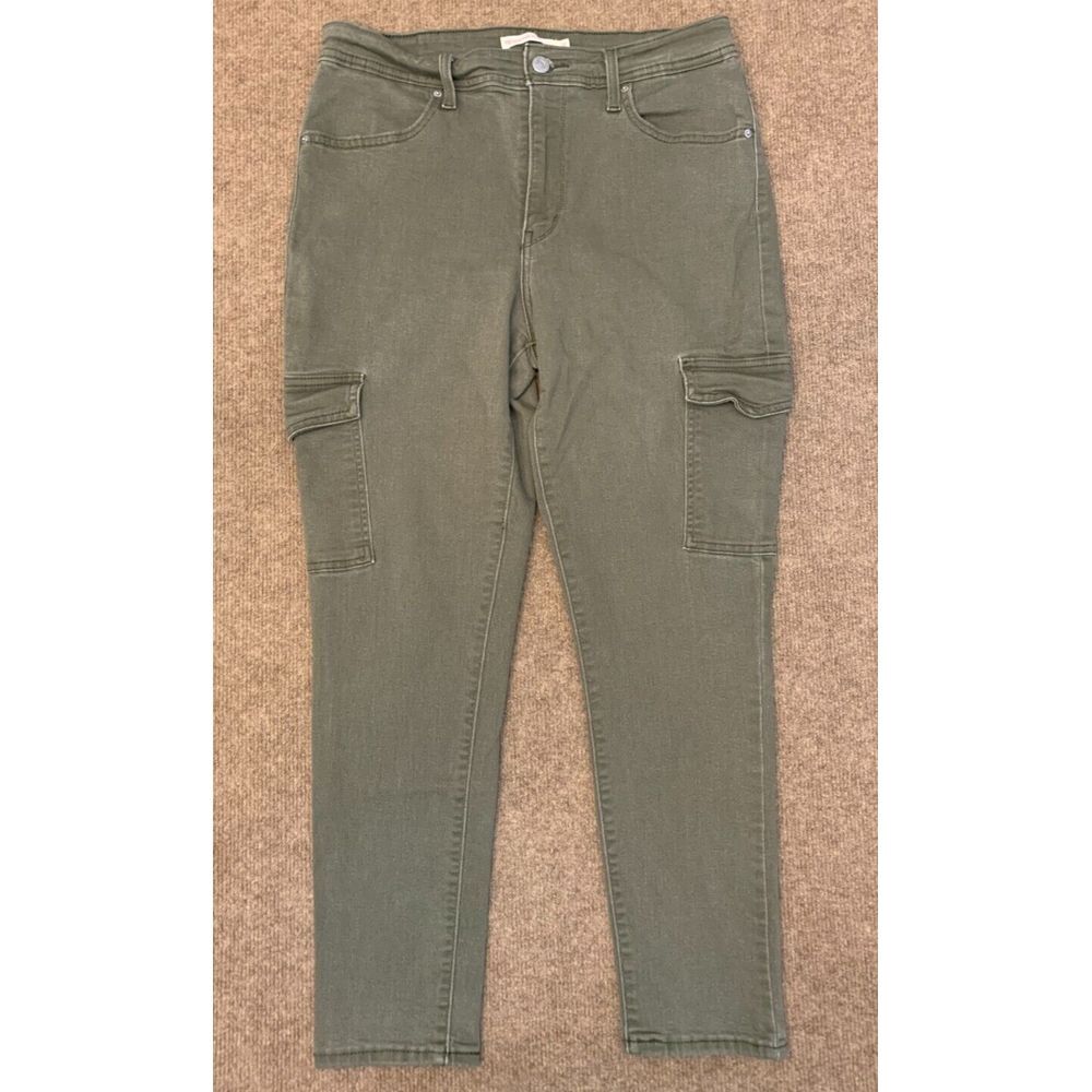 Levis 721 Skinny Jeans Womens 31 High Rise Ankle Cargo Stretch Green Denim